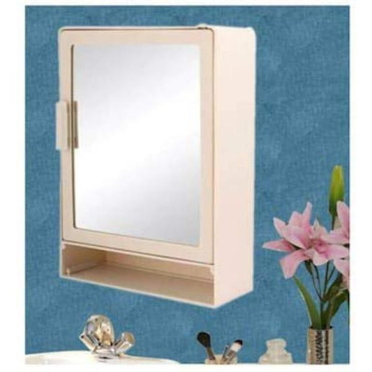 RIYA ENTERPRISE Single Door Plastic Bathroom Cabinet with Mirror | Shelf Ivory