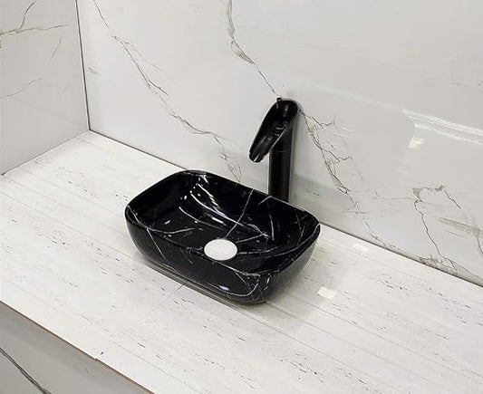 Riya Enterprise Washbasin Premium Designer Table Top Ceramic Wash Basin/Vessel Sink with Slim Rim for Bathroom Glossy Finish