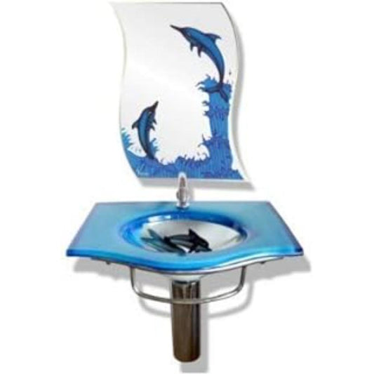 Riya Enterprise Dolphin Design Glass Wash Basin Full Set