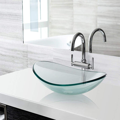 Riya Enterprise Modern Glass Vessel Sink - Above Counter Bathroom Vanity Basin Bowl