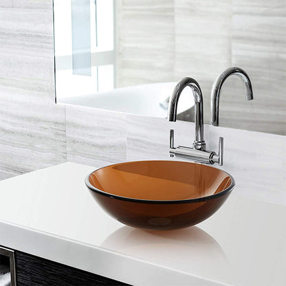 Riya Enterprise Modern Glass Vessel Sink - Above Counter Bathroom Vanity Basin Bowl