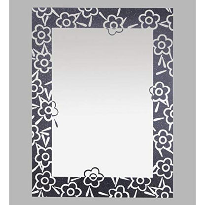 Riya Enterprise Glass Wall Mounted Black Bathroom Mirror