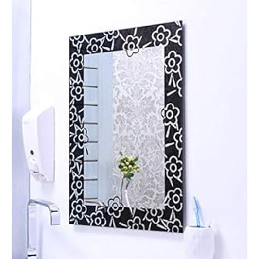 Riya Enterprise Glass Wall Mounted Black Bathroom Mirror