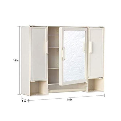 Riya Enterprises Multi-Purpose Plastic Bathroom Cabinet with Mirror & 10 Compartments