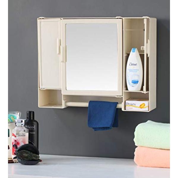 Riya Enterprises Multi-Purpose Plastic Bathroom Cabinet with Mirror & 10 Compartments