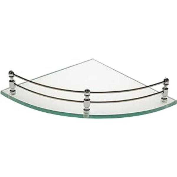 Riya Enterprises Corner Glass Shelf for Bathroom, 12 inch(Transparent)