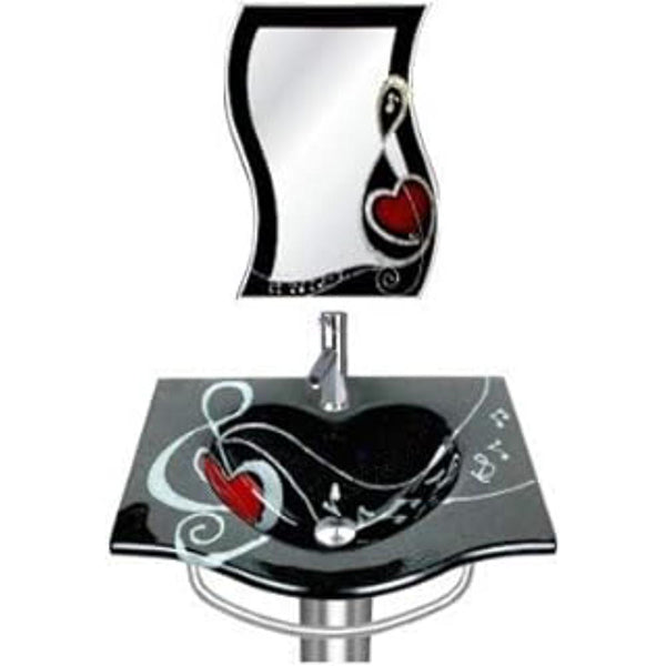 Riya Enterprise Heart Shape Glass Wash Basin Full Set