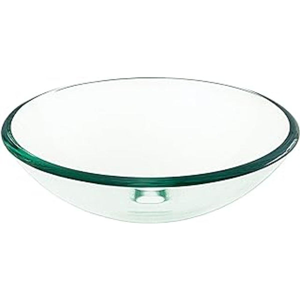 Riya Enterprise Round 12 mm Transparent Glass Clear/Natural Vessel Sink (16" diameter; CLEAR)