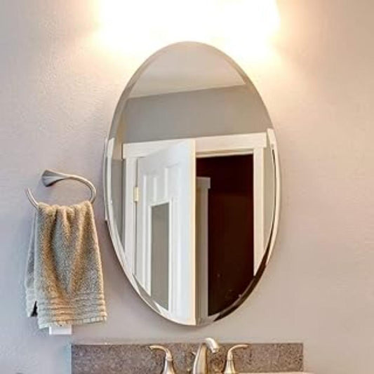 Riya Enterprise Decorative Frameless Oval Mirror | Mirror for Wall | Mirror for Bathrooms | Mirror for Home | Mirror Decor | Mirror Size