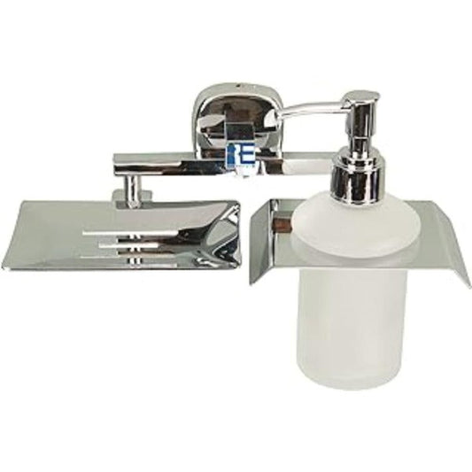 Riya Enterprise SS J4 Silver Combo Pack of Soap Dish with Liquid Soap Dispenser/Soap Stand/Liquid soap Dispenser Holder/Bathroom Accessories 1PS